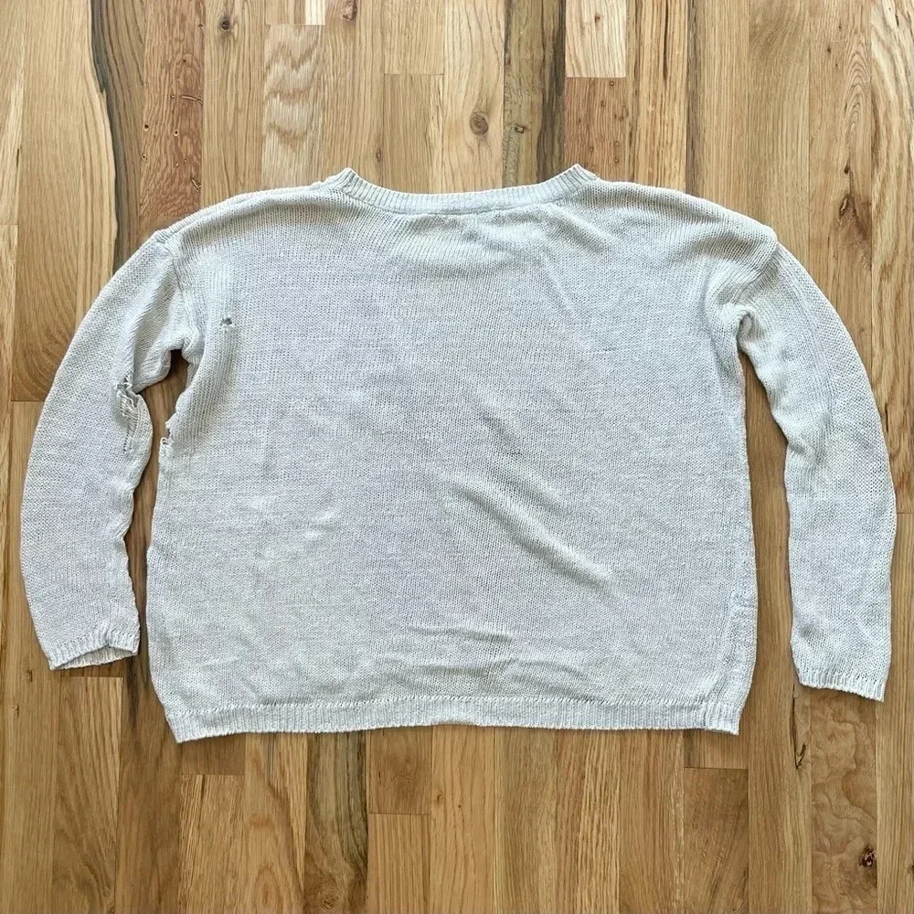 Vince 100% Linen Distressed Beige Sweater Size S